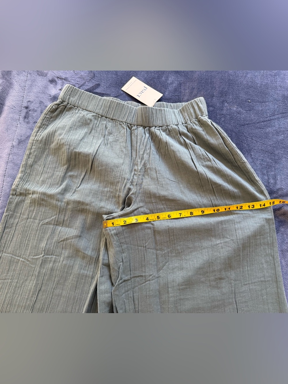 PACT NWT Coastal Double Gauze Organic Cotton Wide Leg Pants Sage Green L - Picture 5 of 9